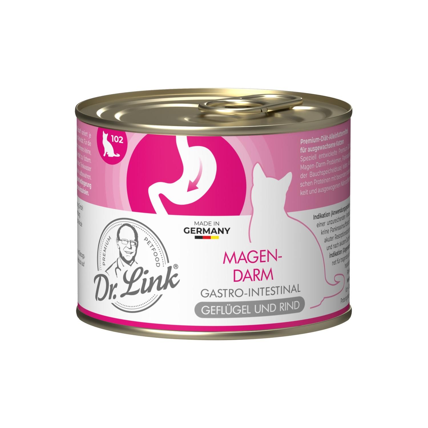 Dr. Link® SPEZIAL-DIÄT 6x200g Magen-Darm | Gastro-Intestinal Geflügel und Rind