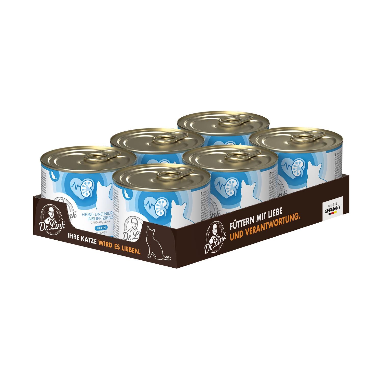Dr. Link® SPEZIAL-DIÄT 6x200g Herzinsuffizienz und Niereninsuffizienz I Cardiac / Renal Huhn