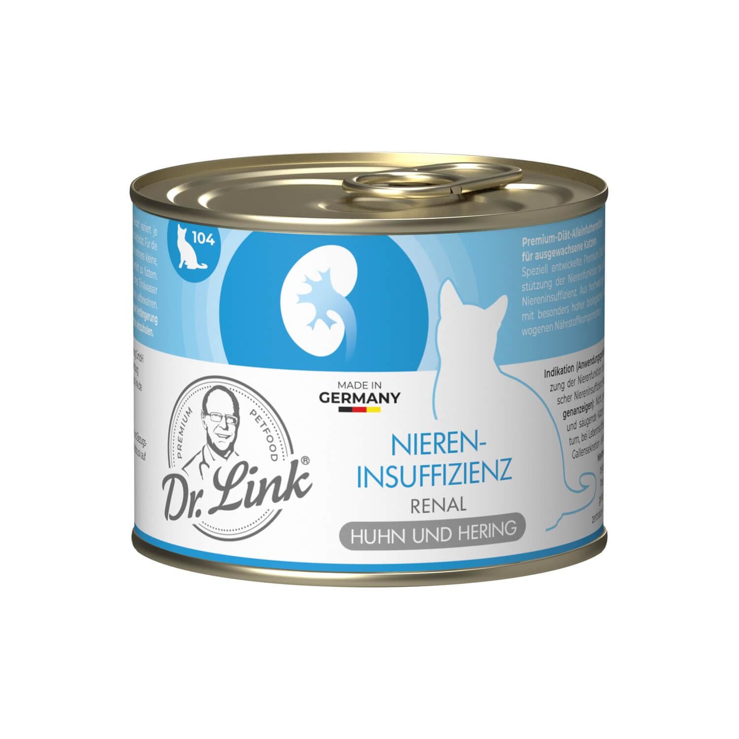 Dr. Link® SPEZIAL-DIÄT 6x200g Niereninsuffizienz I Renal Huhn und Hering