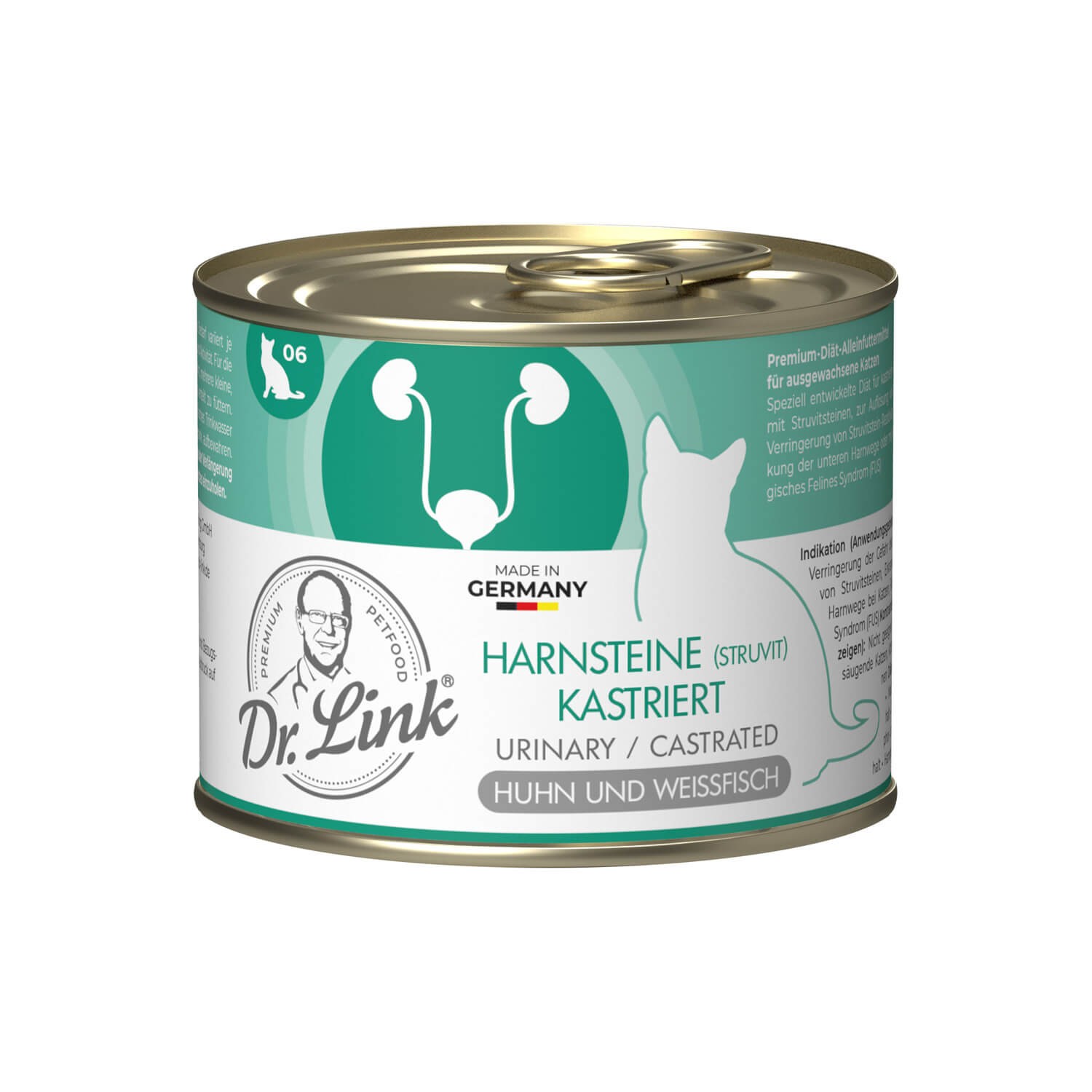 Dr. Link® SPEZIAL-DIÄT 1x200g Harnsteine (Struvit) Kastriert | Urinary / Castrated Huhn und Weißfisch | Probedose