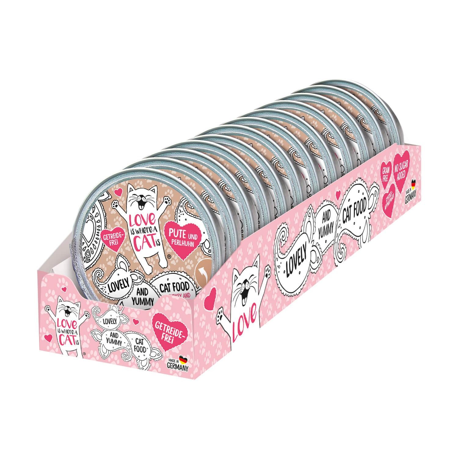 LOVE IS WHERE A CAT IS® 12x85g Pute und Perlhuhn