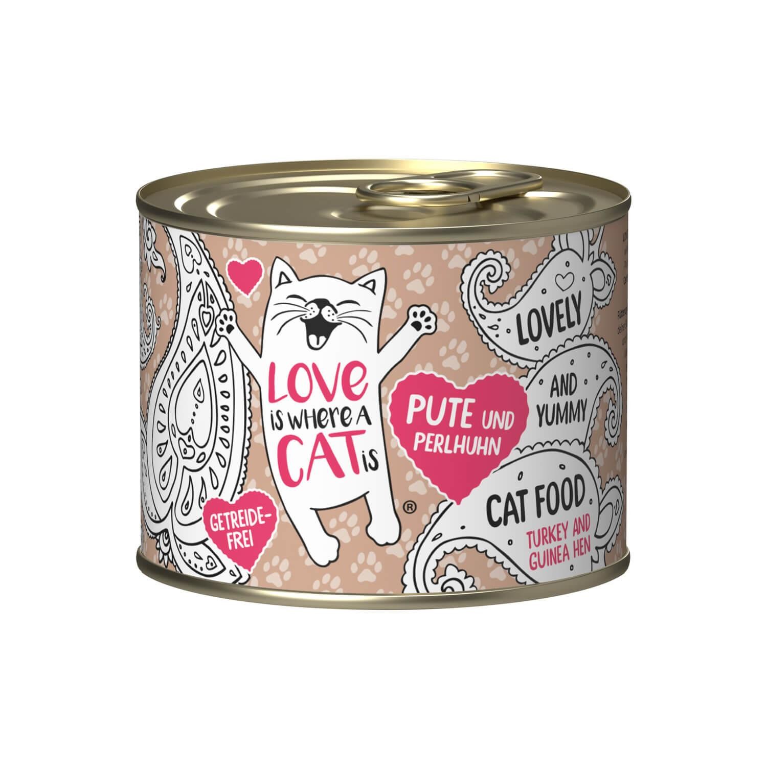LOVE IS WHERE A CAT IS® 1x200g Pute und Perlhuhn | Probedose