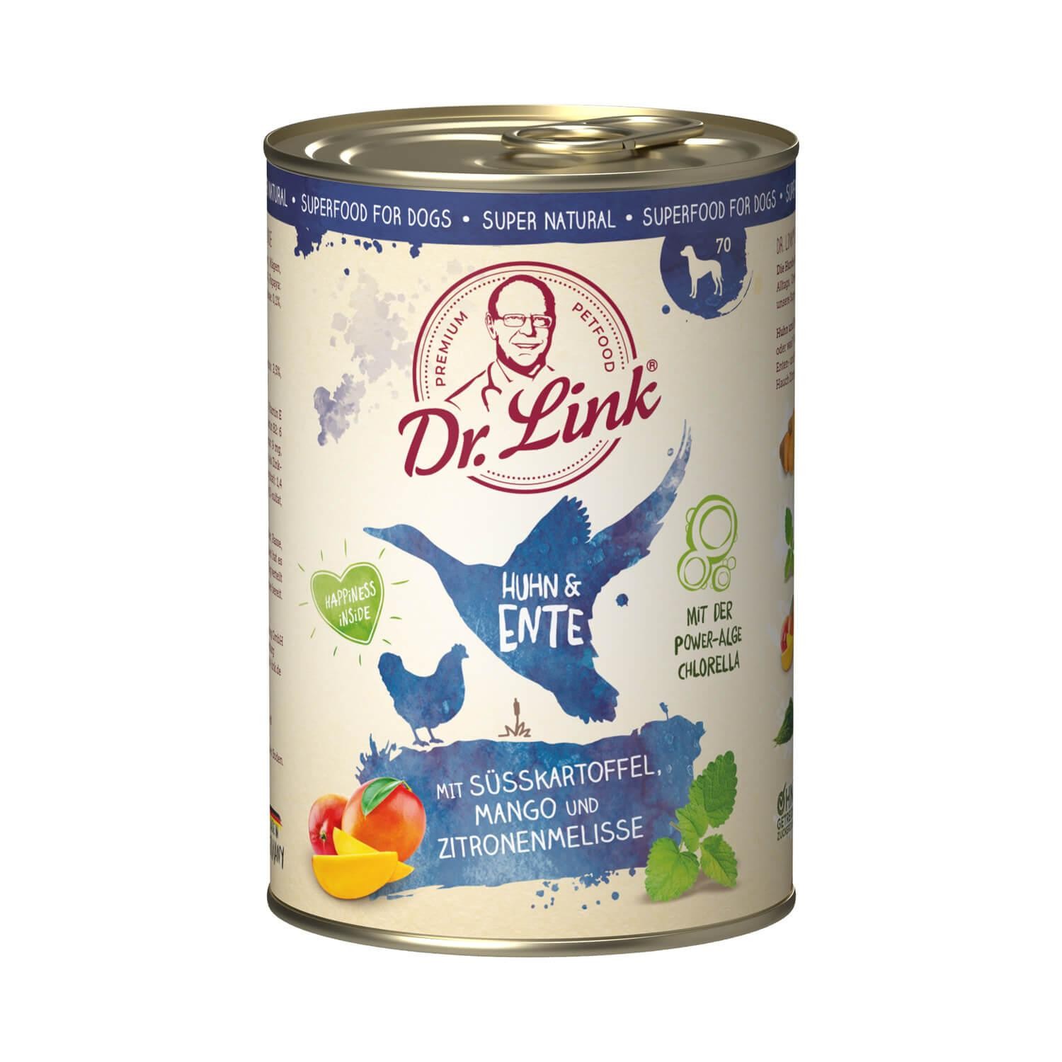 Dr. Link® SUPER NATURAL 1x400g Huhn und Ente mit Süßkartoffel, Mango und Zitronenmelisse | Probedose