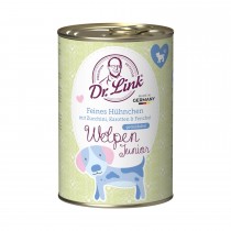 Dr. Link® WELPEN JUNIOR 1x400g Feines Hühnchen mit Zucchini, Karotten und Fenchel | Probedose